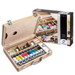 Coffret peinture à l’huile Van Gogh en bois : 10 couleurs essentielles + médiums, pinceaux et palette pour bien démarrer.