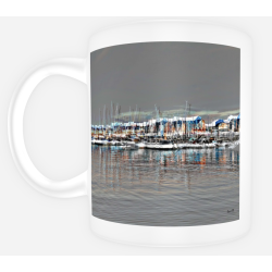 Mug blanc 445 ml en céramique, orné de l’œuvre "Paisible" de Carolin | partageos.shop